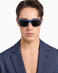 Emporio Armani - Men’s square sunglasses, Man, Blue, Size: 53L