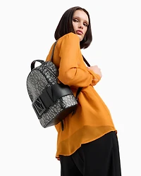 Backpack with contrasting allover logo