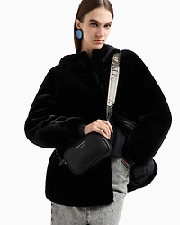 Emporio Armani - Deer-print camera case with shoulder strap, Woman, Black, Size: TU