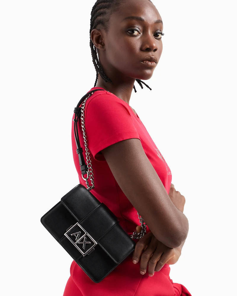 Armani Exchange - Shoulder bag with metal logo, Woman, Black, Size: TU