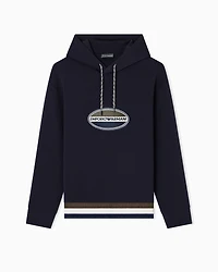 Emporio Armani - ASV double-jersey hooded sweatshirt with three-colour logo patch, Man, Navy Blue, Size: