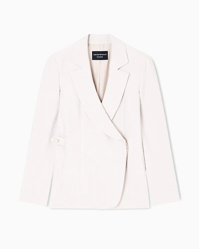 Emporio Armani - Icon blazer flowing, armure fabric, Woman, White, Size: