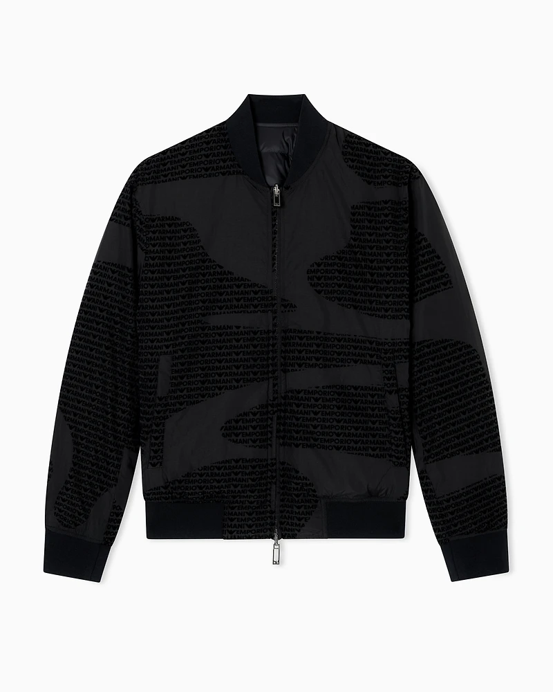 Emporio Armani - Reversible nylon blouson with flocked logo lettering, Man, Black, Size: