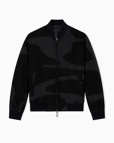 Emporio Armani - Reversible nylon blouson with flocked logo lettering, Man, Black, Size: