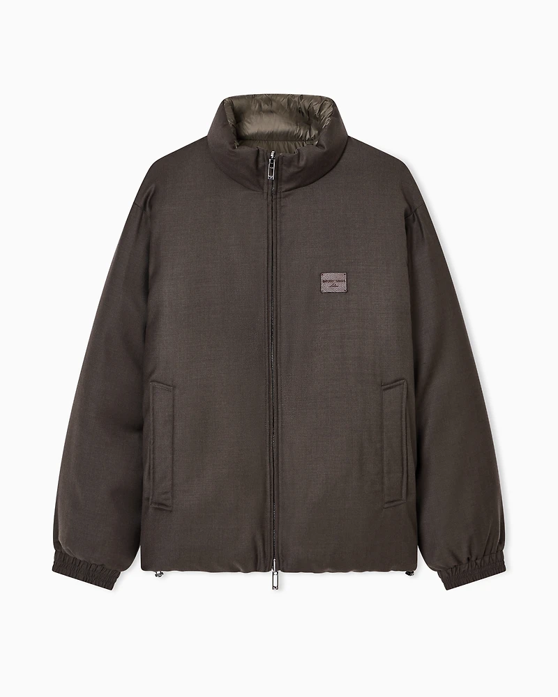 Emporio Armani - Reversible wool-blend twill down jacket , Man, Green, Size: