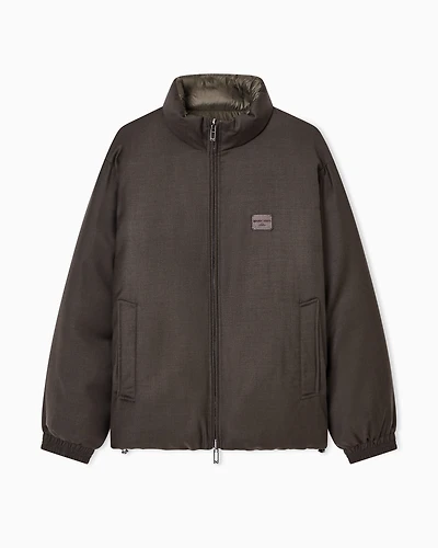 Emporio Armani - Reversible wool-blend twill down jacket , Man, Green, Size: