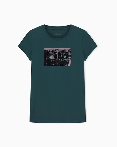 Armani Exchange - Slim fit T-shirt stretch cotton jersey, Woman, Green, Size: