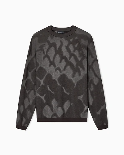 Emporio Armani - Plated ribbed viscose-blend jumper with an all-over design, Man, Green, Size: