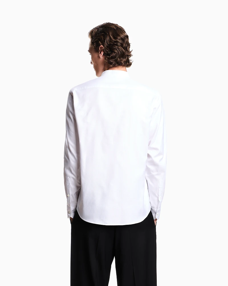 Emporio Armani - Armure cotton shirt with guru collar, Man, White, Size: