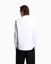 Emporio Armani - Armure cotton shirt with guru collar, Man, White, Size: