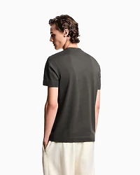 Emporio Armani - Piqué jersey T-shirt with eagle patch, Man, Green, Size: