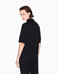 Armani Exchange - Stretch pique polo shirt with logo, Woman, Black, Size: