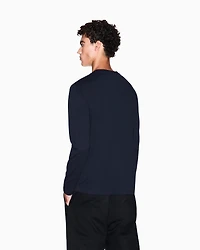 Armani Exchange - Long sleeve T-shirt with logo prints, Man, Navy Blue, Size: