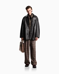 Emporio Armani - Blouson plonge lambskin nappa leather, Man, Grey, Size: