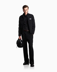 Emporio Armani - Cotton shirt with all-over jacquard logo, Man, Black, Size: