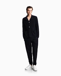 Emporio Armani - Icon plain-knit pure cashmere jacket, Man, Navy Blue, Size: