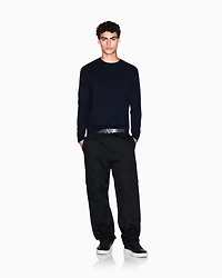 Armani Exchange -  Cotton Blend Crew Neck Sweater, Man, Navy Blue, Size: