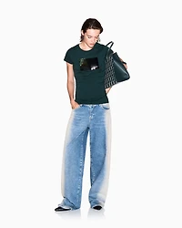 Armani Exchange - Slim fit T-shirt stretch cotton jersey, Woman, Green, Size: