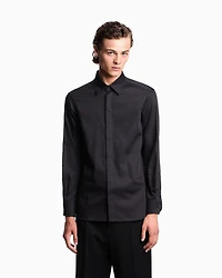 Emporio Armani - Cotton shirt with all-over jacquard logo, Man, Black, Size: