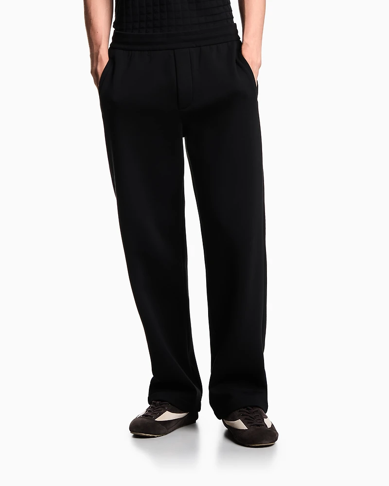 Emporio Armani - ASV Lyocell-blend bonded-jersey joggers, Man, Black, Size: