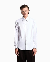 Emporio Armani - Jacquard shirt with foliage embroidery and motif, Man, White, Size: