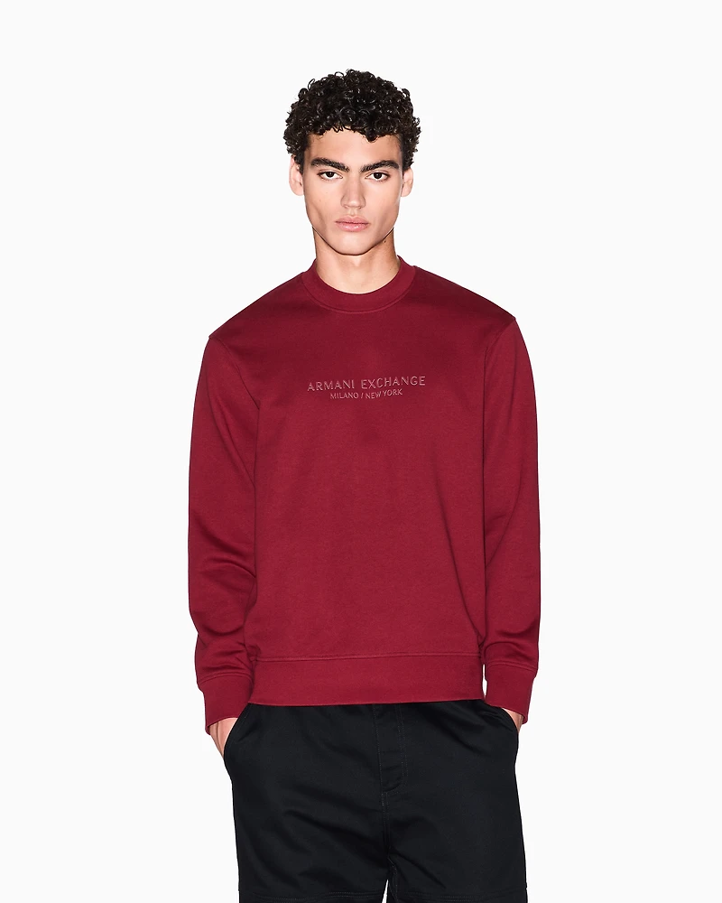 Armani Exchange - Crewneck sweatshirt with tone logo, Man, Burgundy, Size: