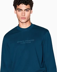 Armani Exchange - Crewneck sweatshirt with tone logo, Man, Blue, Size:
