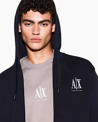 Armani Exchange - Zip-up hoodie with embroidered logo, Man, Navy Blue, Size: