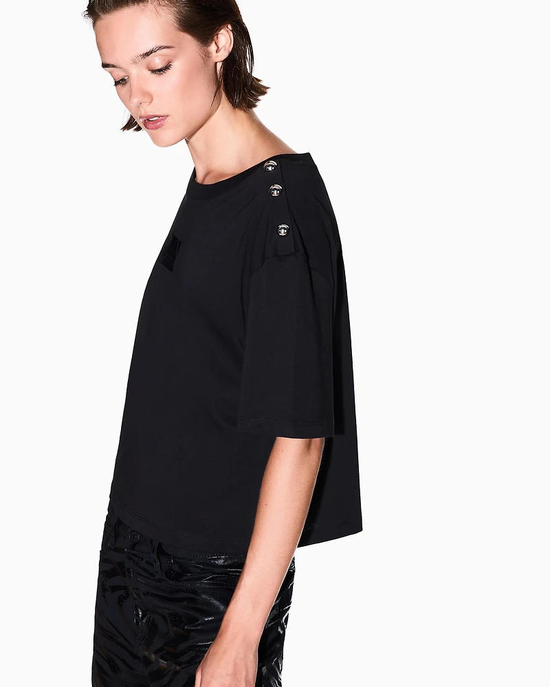 Armani Exchange - Cropped T-Shirts, Woman, Black, Size: