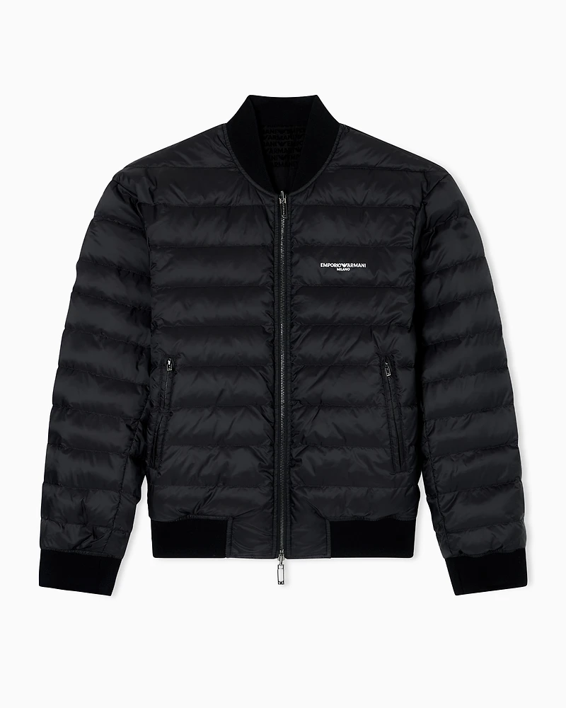 Emporio Armani - Reversible nylon blouson with flocked logo lettering, Man, Black, Size: