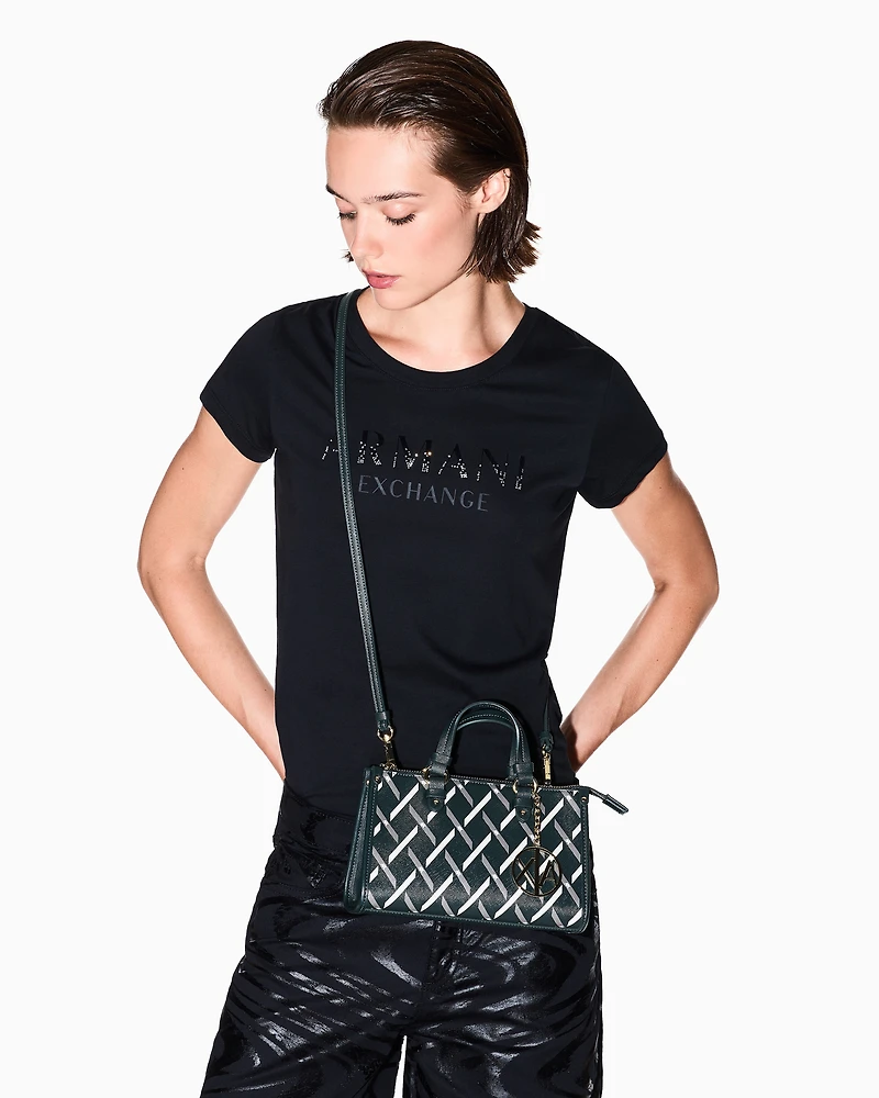 Mini bag with geometric print