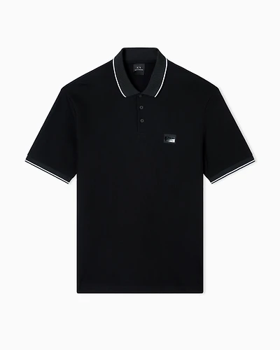 Armani Exchange - Regular fit polo shirt with contrasting profiles, Man, Black, Size: