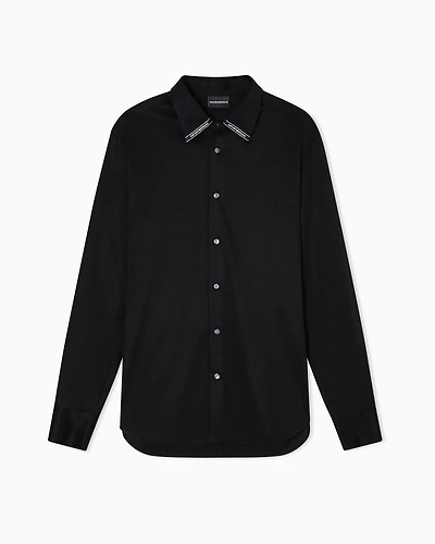 Emporio Armani - ASV Lyocell-blend jersey shirt, Man, Black, Size: