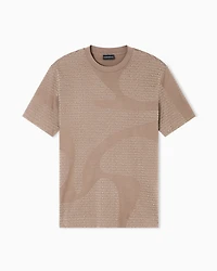 Emporio Armani - ASV Lyocell-blend jersey T-shirt with all-over flocked logo, Man, Brown, Size:
