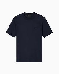 Emporio Armani - ASV Lyocell jersey blend T-shirt with domed logo, Man, Navy Blue, Size: