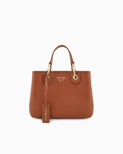 Emporio Armani - MyEA shopper bag with deer print, Woman, Brown, Size: TU