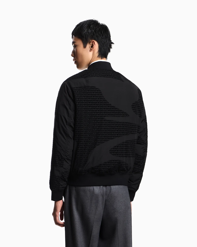 Emporio Armani - Reversible nylon blouson with flocked logo lettering, Man, Black, Size: