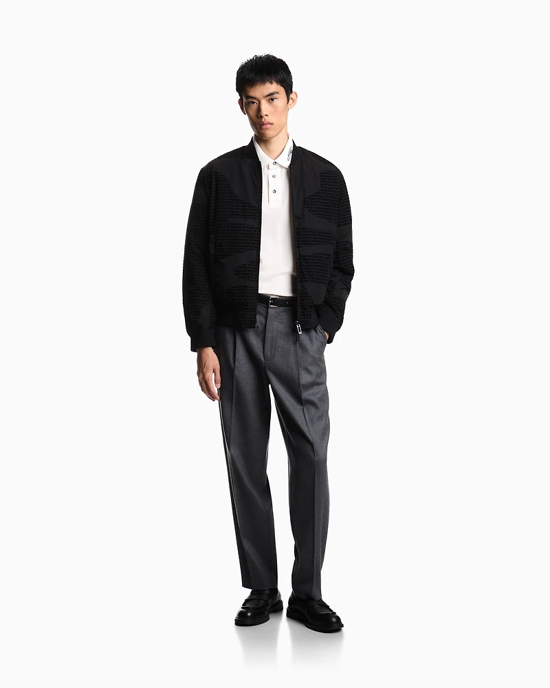 Emporio Armani - Reversible nylon blouson with flocked logo lettering, Man, Black, Size: