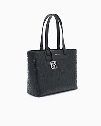 Armani Exchange - Shopper bag with allover logo, Woman, Black, Size: TU