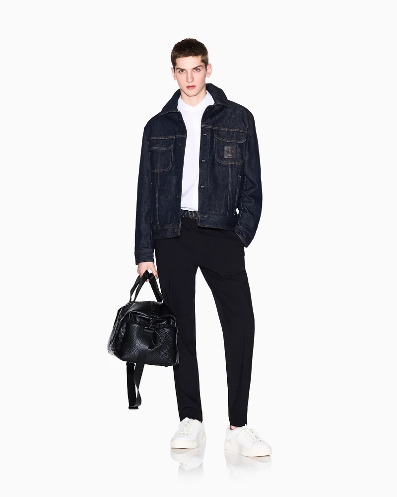 Armani Exchange - Chino trousers flowing fabric, Man, Black, Size: