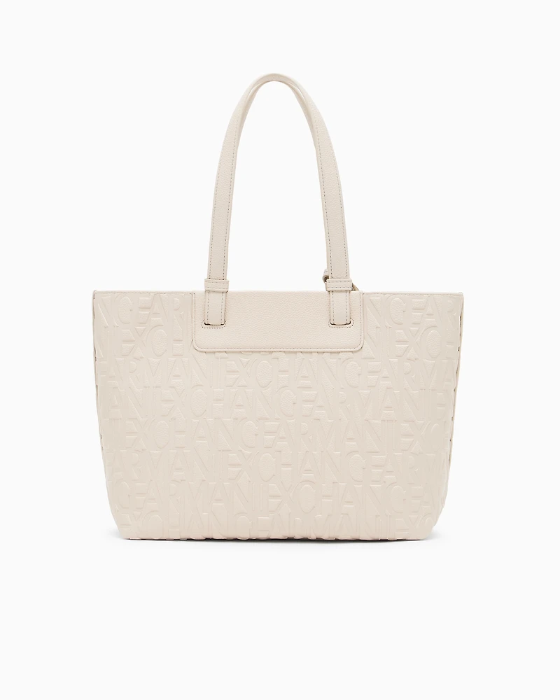 Armani Exchange - Shopper bag with allover logo, Woman, Beige, Size: TU