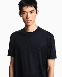 Emporio Armani - ASV Lyocell jersey blend T-shirt with domed logo, Man, Navy Blue, Size: