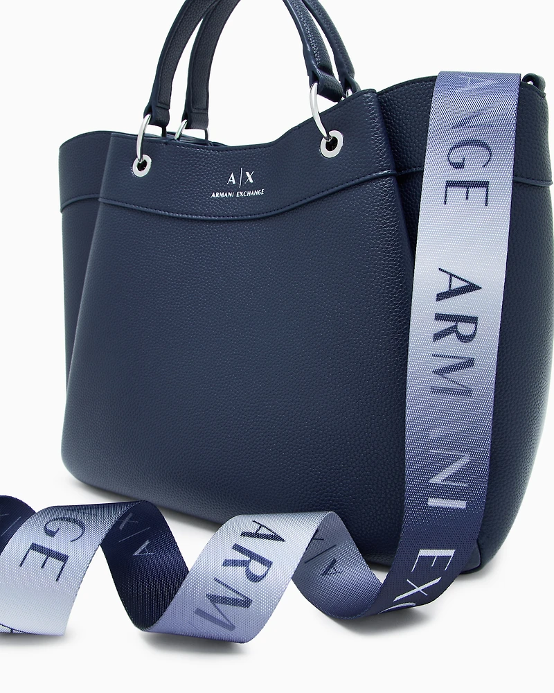 Armani Exchange - Large handbag with degradè shoulder strap, Woman, Navy Blue, Size: TU