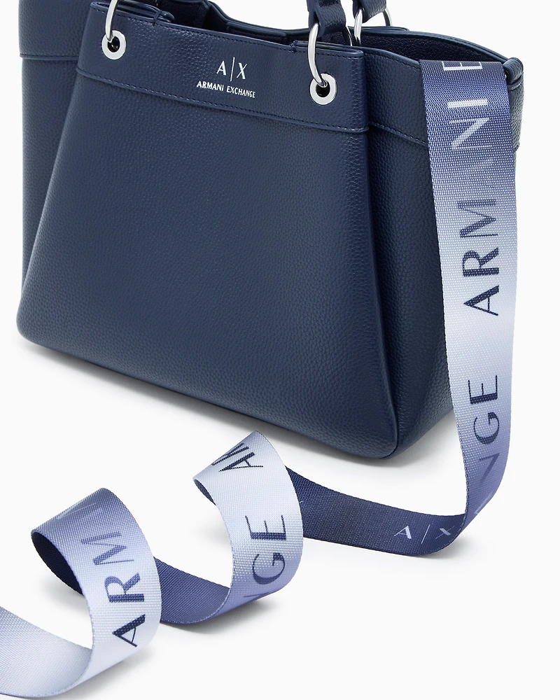 Armani Exchange - Medium handbag with degradè shoulder strap, Woman, Navy Blue, Size: TU