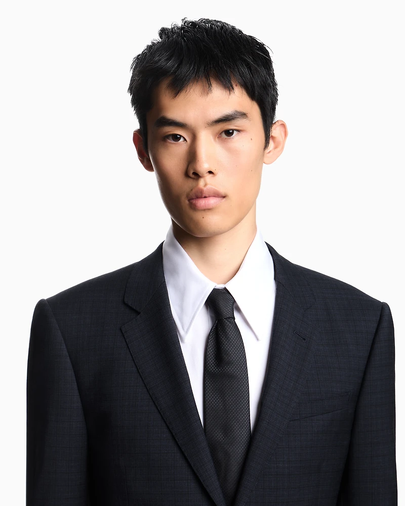 Emporio Armani - Pure silk micro-textured tie, Man, Black, Size: TU