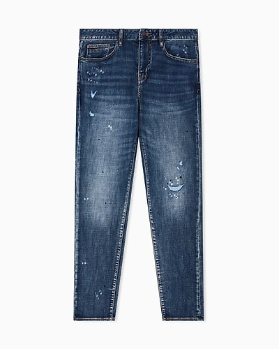 Armani Exchange - Slim fit jeans denim fleece, Man, Blue, Size: