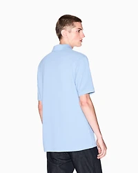 Armani Exchange - Regular fit polo shirt with tone-on-tone logo, Man, Light Blue, Size: