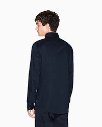 Armani Exchange - Slim fit shirt stretch cotton poplin, Man, Navy Blue, Size: