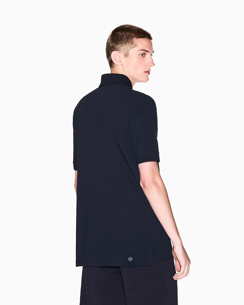 Armani Exchange - Regular pique polo shirt with pocket, Man, Navy Blue, Size: