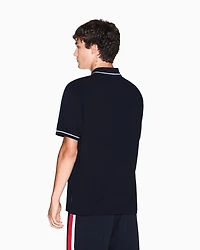Armani Exchange - Regular fit polo shirt with zip and contrasting bands, Man, Navy_blue, Size: